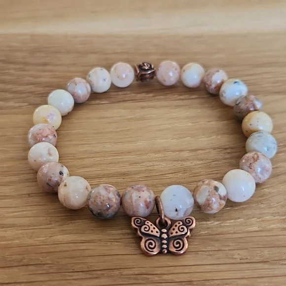 Mexican Murado Purple Opal Bead Stretch Hand Crafted Bracelet - Picture 2 of 8